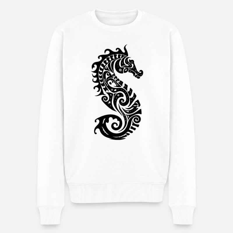 Petit hippocampe mignon style tatouage - Pull Premium bio Homme - blanc