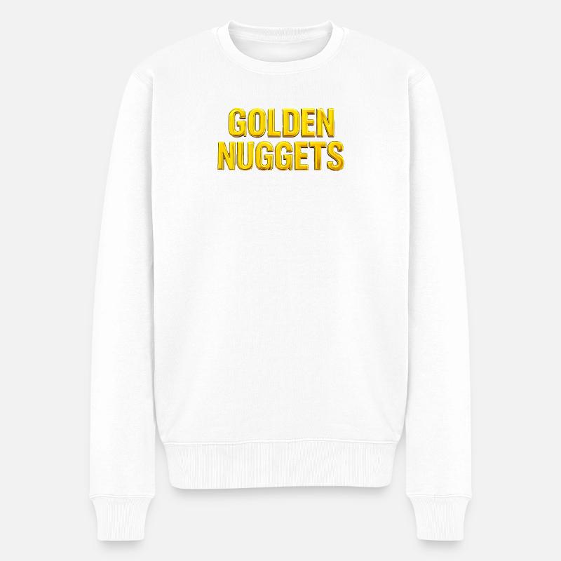 Gold Nuggets 3D-Text - Männer Premium Bio Pullover - Weiß