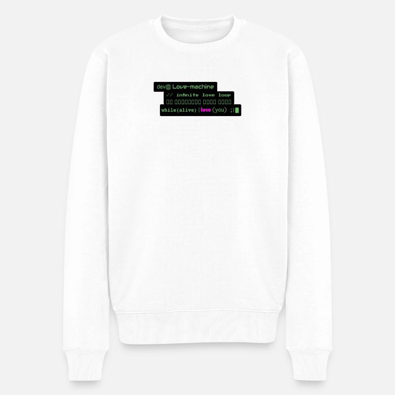 Romantisches Geek-Design für Entwickler: Loop i - Männer Premium Bio Pullover - Weiß