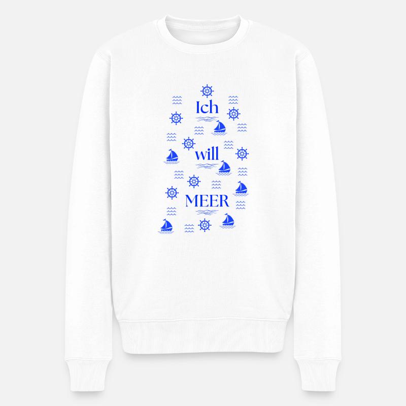 ICH WILL MEER - Männer Premium Bio Pullover - Weiß