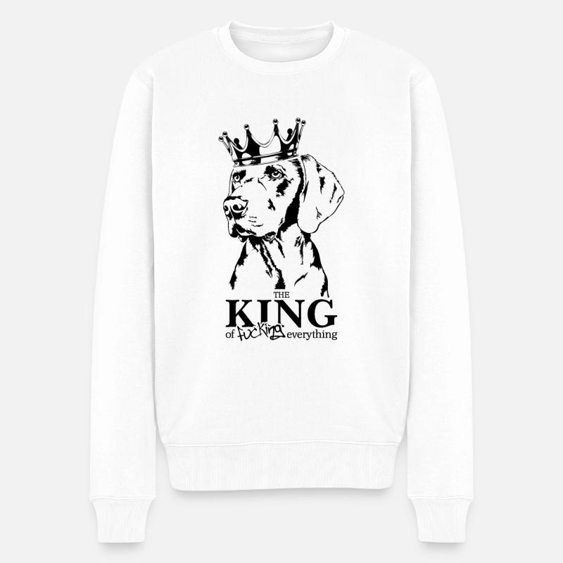 Weimaraner King Hundespruch Hunde Wilsigns - Männer Premium Bio Pullover - Weiß