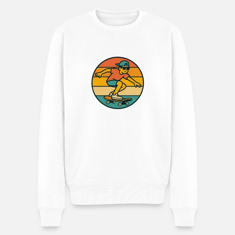 Ride the Retro – Skater Vibes - Pull Premium bio Homme - blanc
