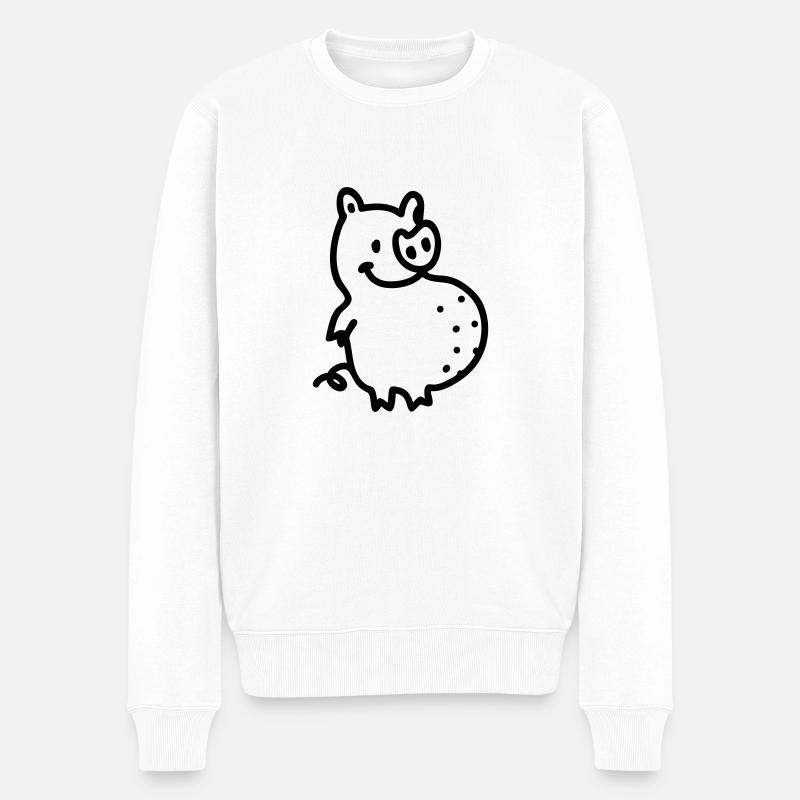 Dicke Sau - Line - Männer Premium Bio Pullover - Weiß