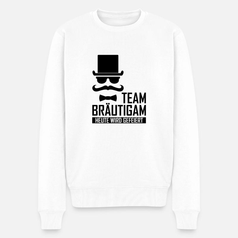 Team Bräutigam 7 - Männer Premium Bio Pullover - Weiß