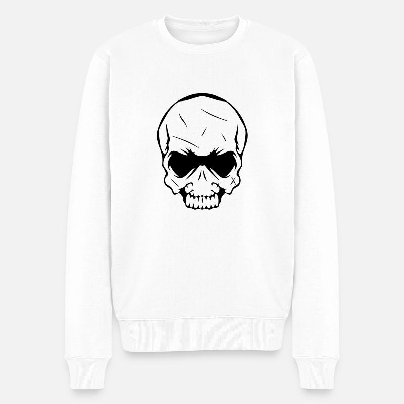 Totenkopf - Männer Premium Bio Pullover - Weiß