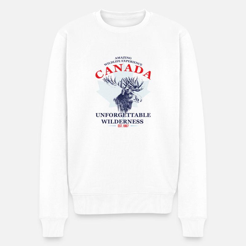 CANADA - MOOSE - Männer Premium Bio Pullover - Weiß
