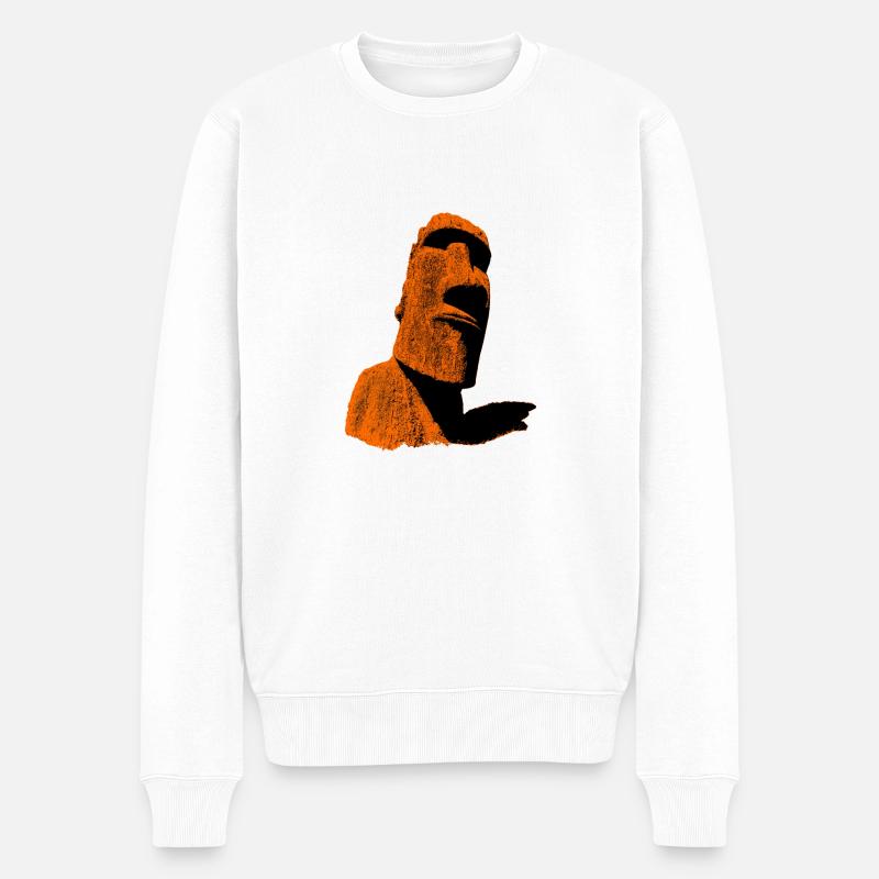 moai orange - Pull Premium bio Homme - blanc