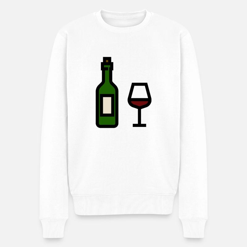 Rotweinflasche mit Rotweinglas - Männer Premium Bio Pullover - Weiß