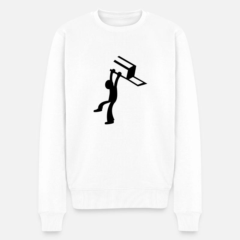 BAR Kampf, Mensch, Mann wirft einen Stuhl - Männer Premium Bio Pullover - Weiß