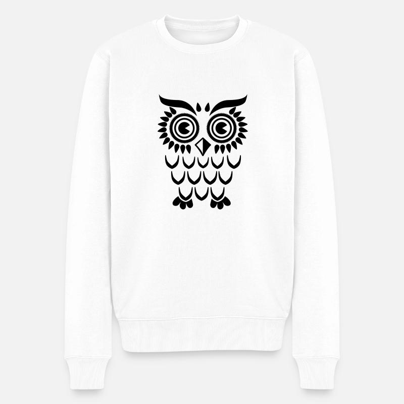Owl Eule - Männer Premium Bio Pullover - Weiß