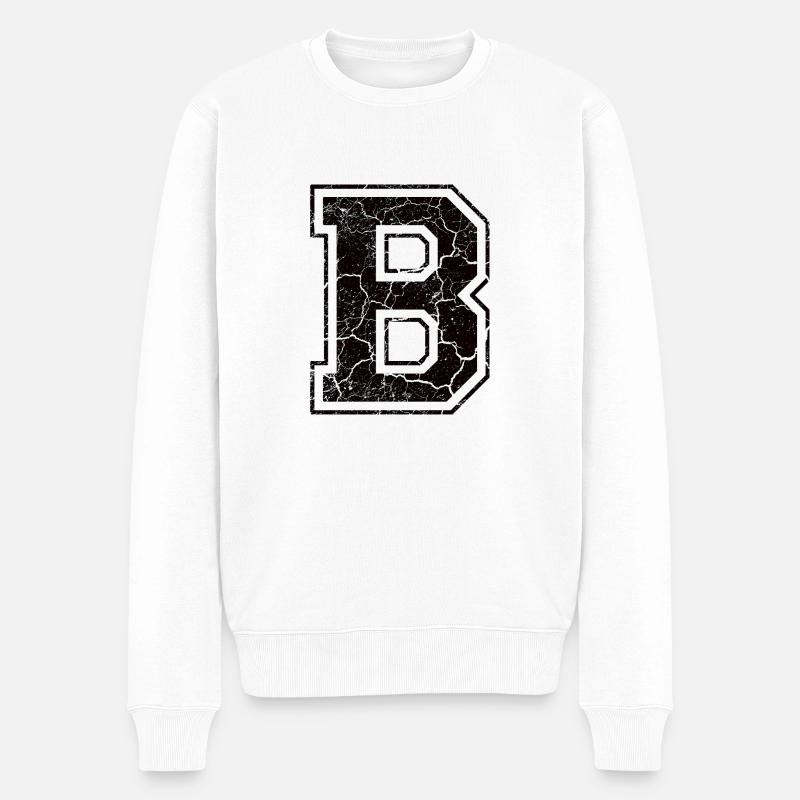 Buchstabe B im Vintage-Shabby-Chic - Männer Premium Bio Pullover - Weiß