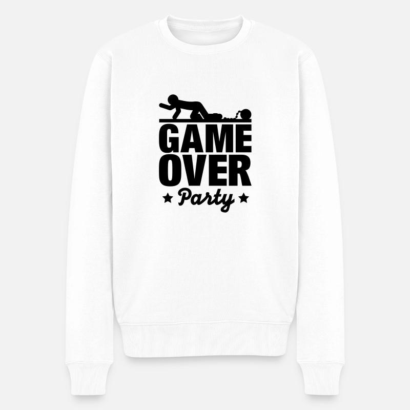 game_over_party_f1 - Männer Premium Bio Pullover - Weiß