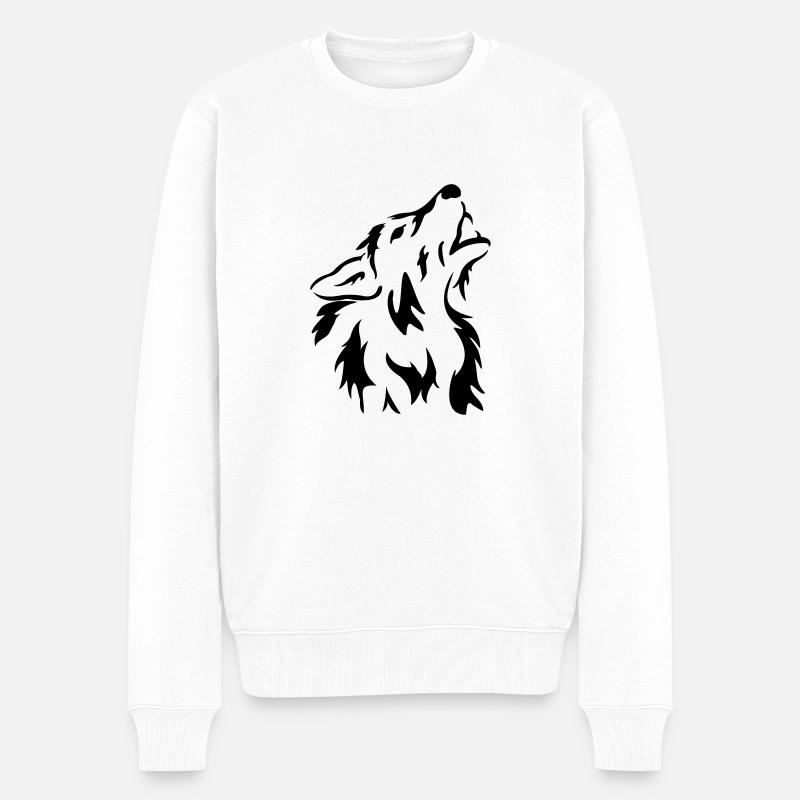 Wolf Shirt oder Hoodie selber gestalten bedrucken - Männer Premium Bio Pullover - Weiß