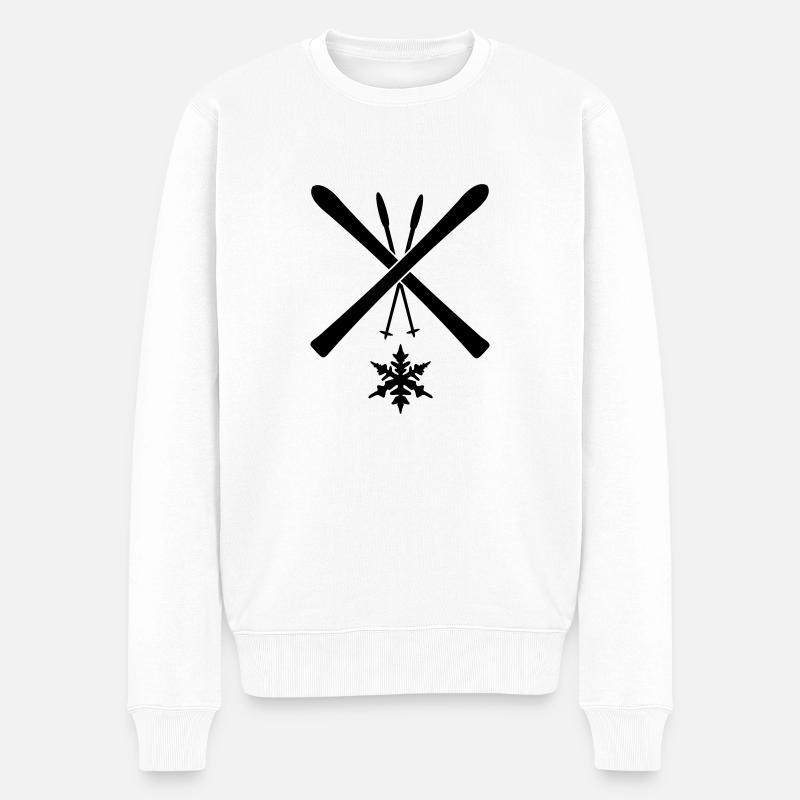 ski_sign_mit_schneeflocke - Männer Premium Bio Pullover - Weiß