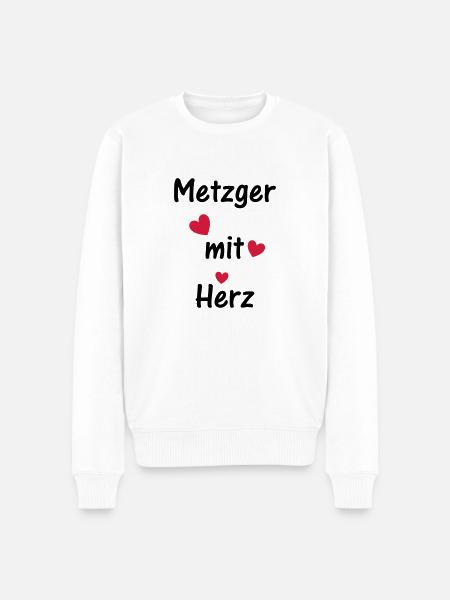 Metzger mit Herz - Männer Premium Bio Pullover - Weiß
