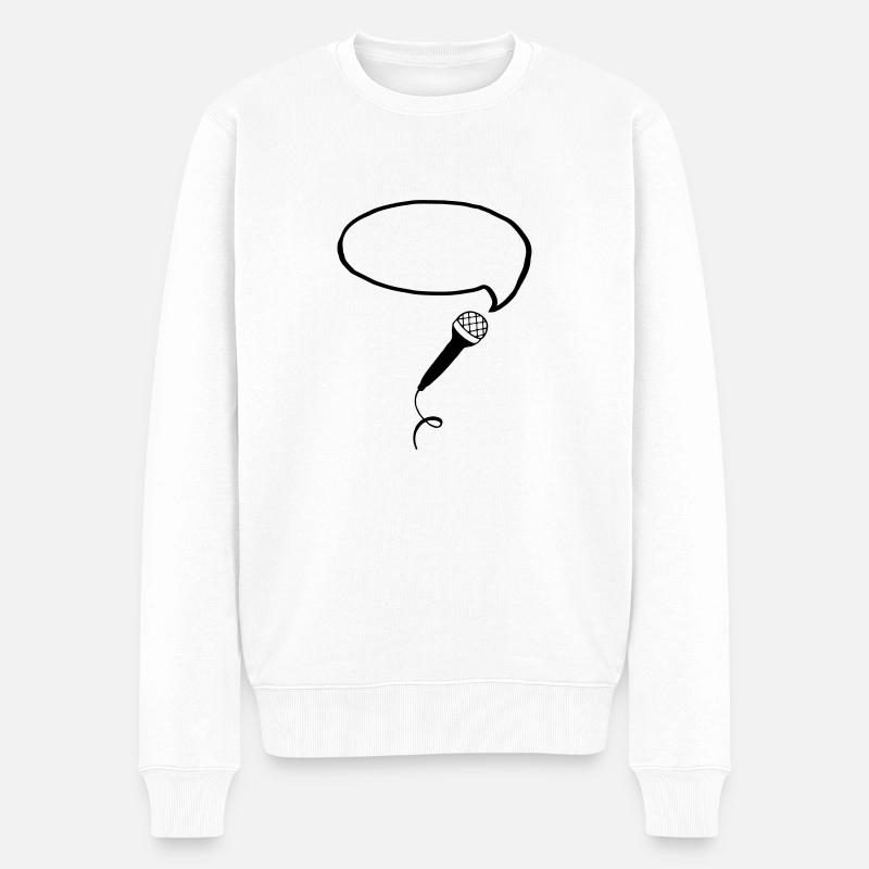 Microphone Bubble (Your Text) - Männer Premium Bio Pullover - Weiß