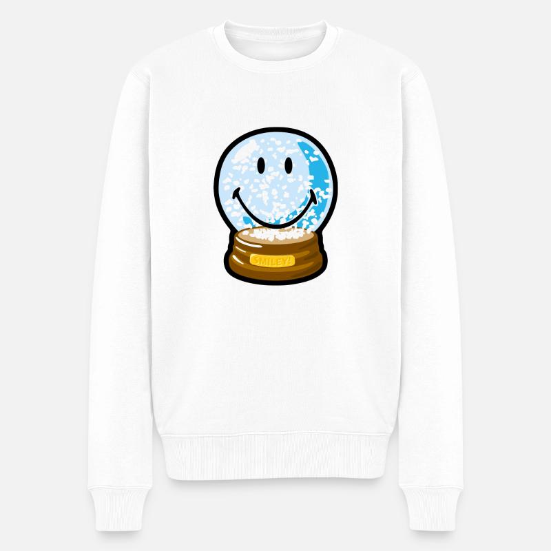 Smiley Snow Globe - Männer Premium Bio Pullover - Weiß
