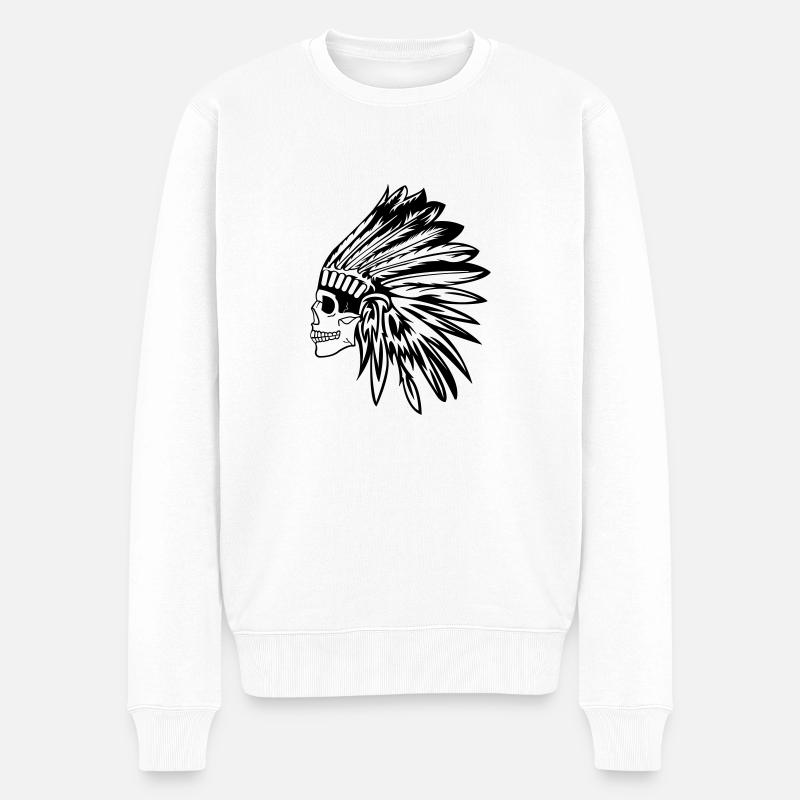 indianer_skull - Männer Premium Bio Pullover - Weiß