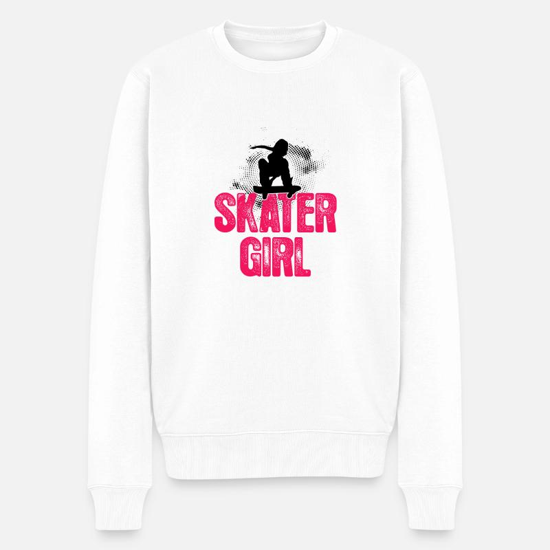 Skater Girls - Männer Premium Bio Pullover - Weiß