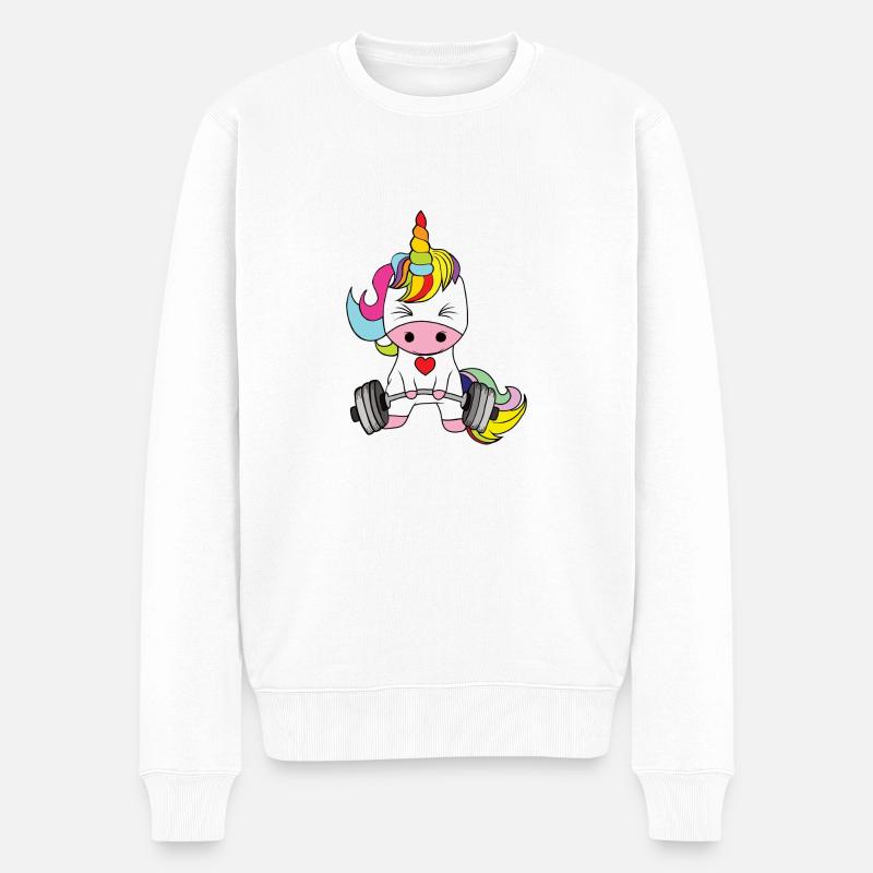 Einhorn Fitness verändert - Männer Premium Bio Pullover - Weiß