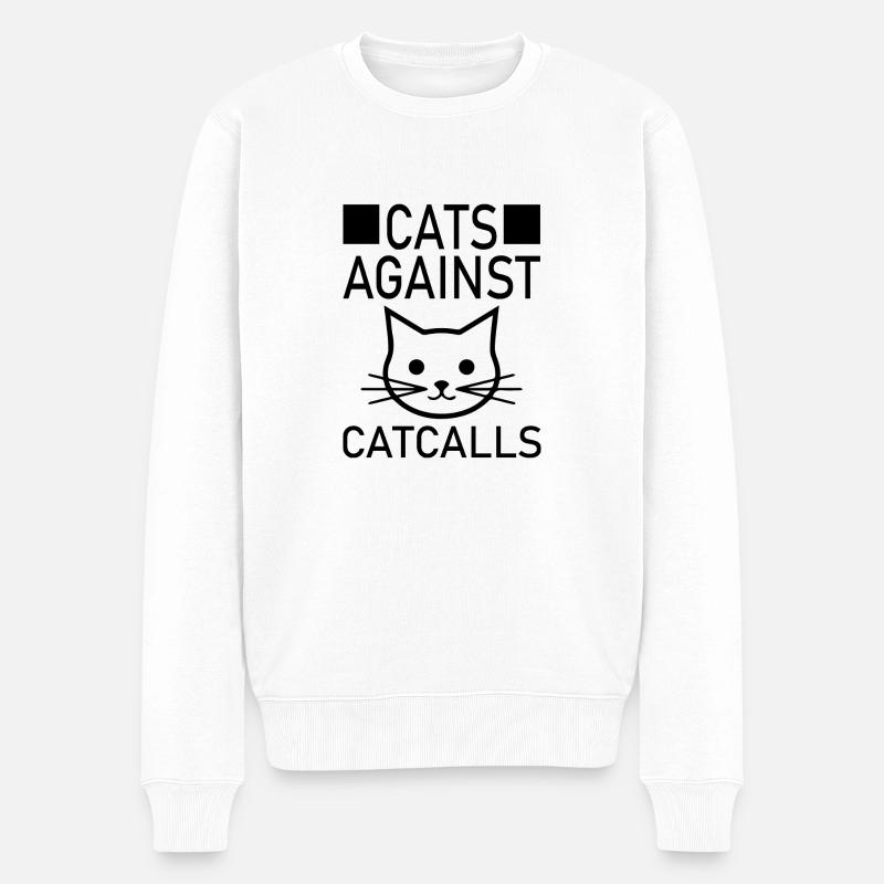 Cat Katze - Männer Premium Bio Pullover - Weiß
