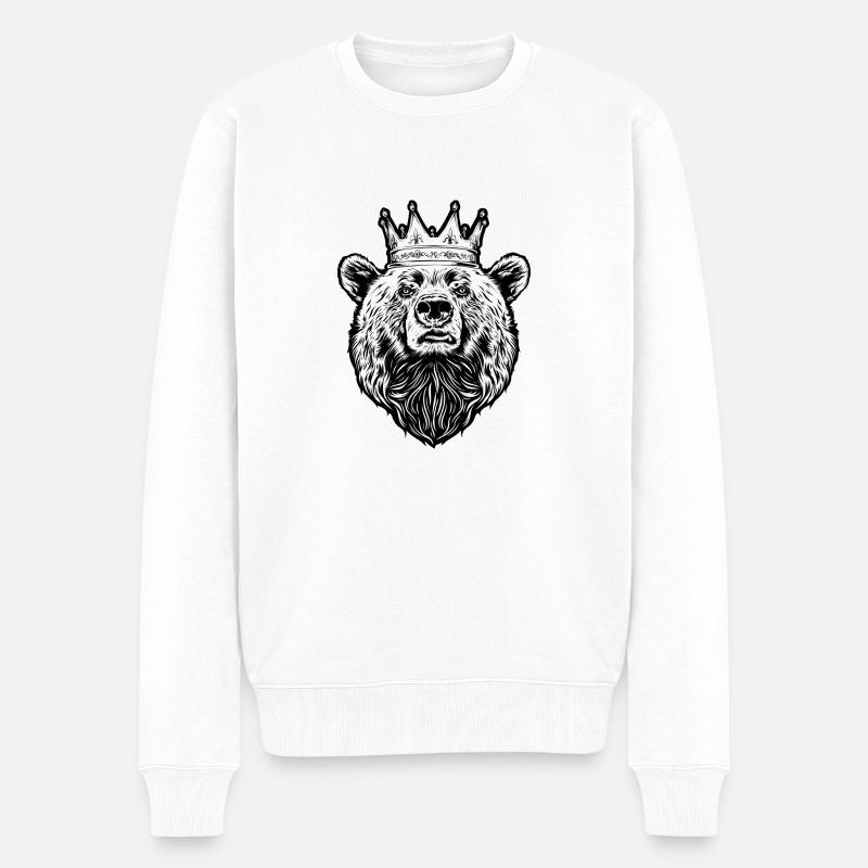 Bär - Männer Premium Bio Pullover - Weiß