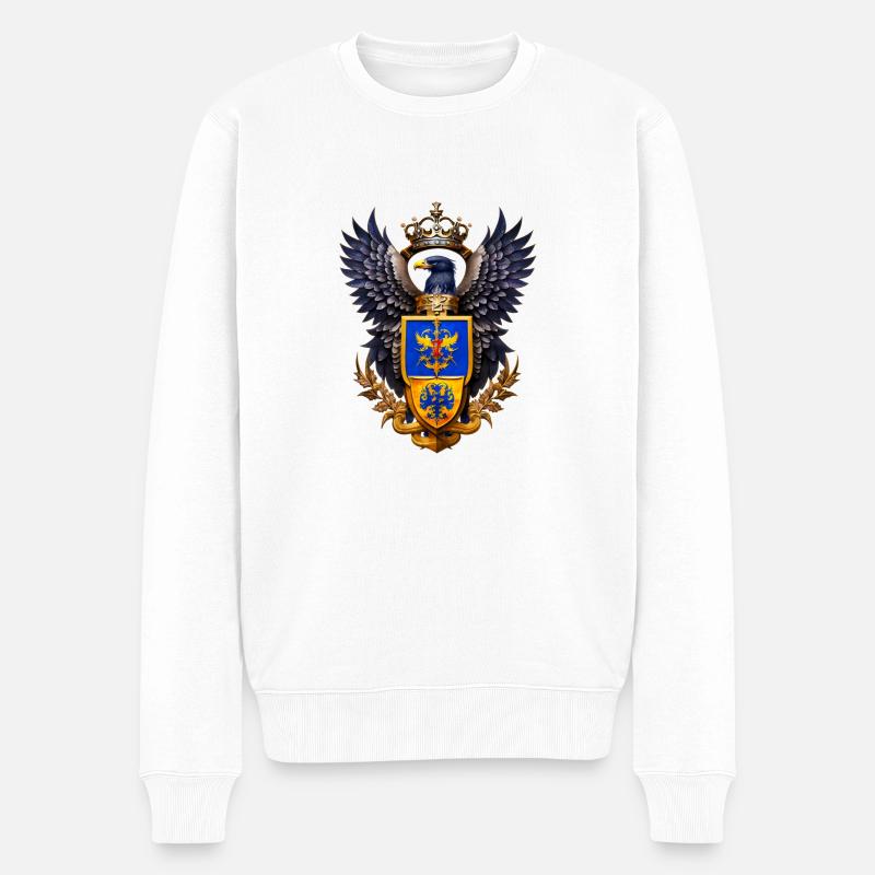 Adler mit Wappen - Männer Premium Bio Pullover - Weiß