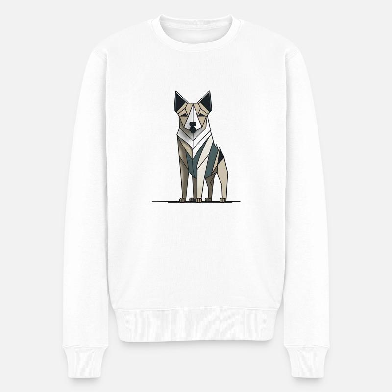 Minimalistischer Hund - Männer Premium Bio Pullover - Weiß