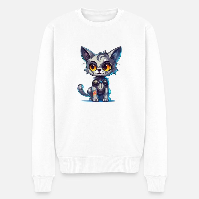 Chaton cyborg - Pull Premium bio Homme - blanc