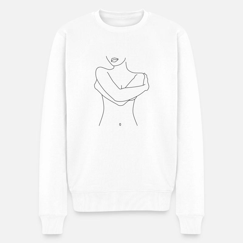 portrait 1 - Männer Premium Bio Pullover - Weiß