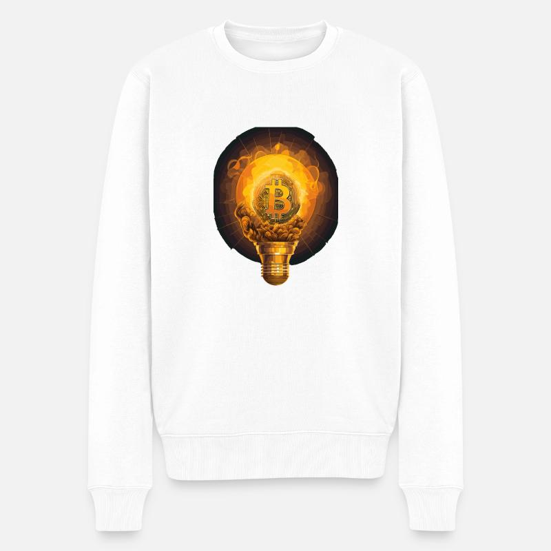bitcoin Lampe - Männer Premium Bio Pullover - Weiß