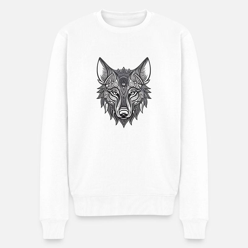 Wolf Rev - Männer Premium Bio Pullover - Weiß
