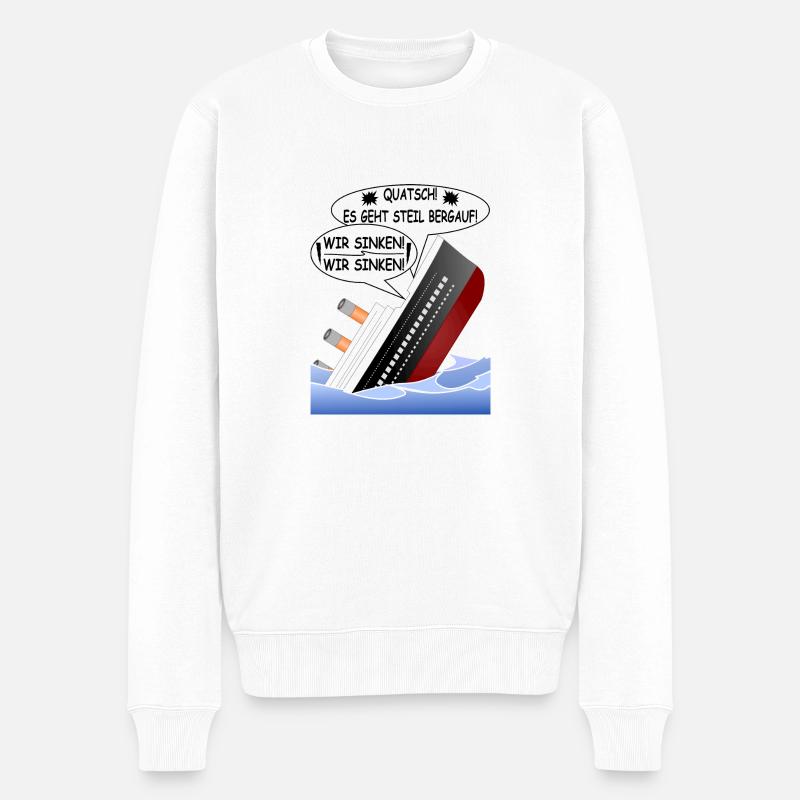 Steil Bergauf-lustige Sprüche-positives Denken - Männer Premium Bio Pullover - Weiß