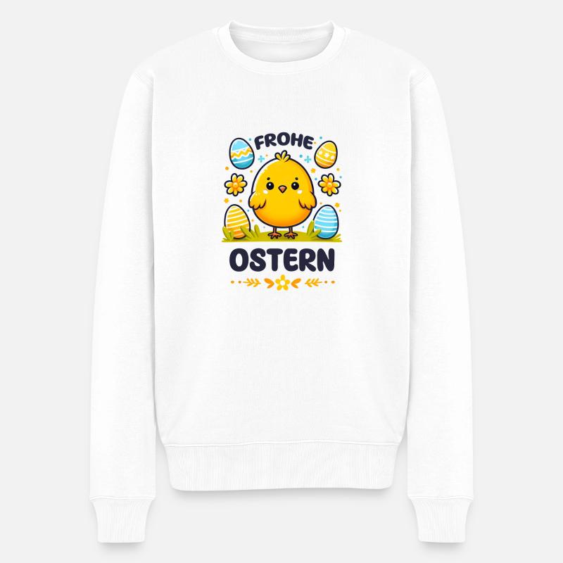 Süßes Osterküken - Frohe Ostern - Männer Premium Bio Pullover - Weiß