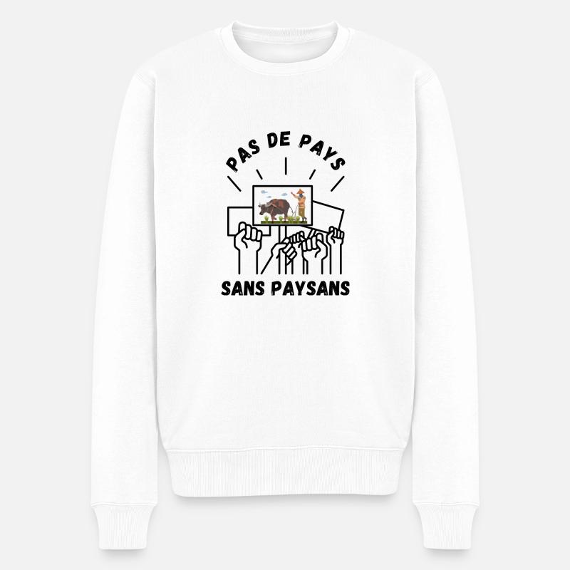 Kein Land ohne Bauern - Männer Premium Bio Pullover - Weiß