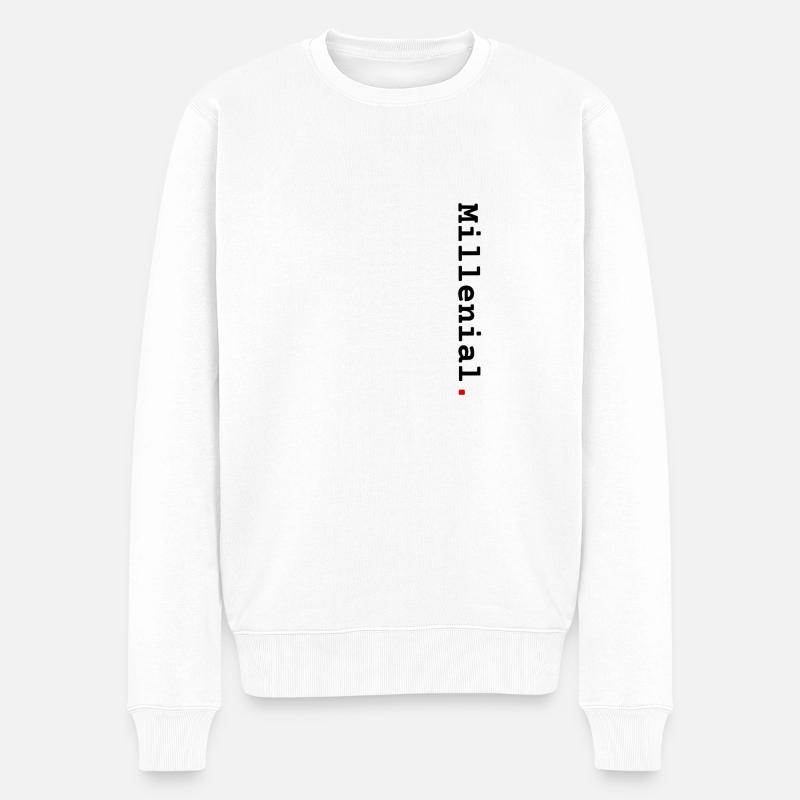 Millenial vertical - Pull Premium bio Homme - blanc