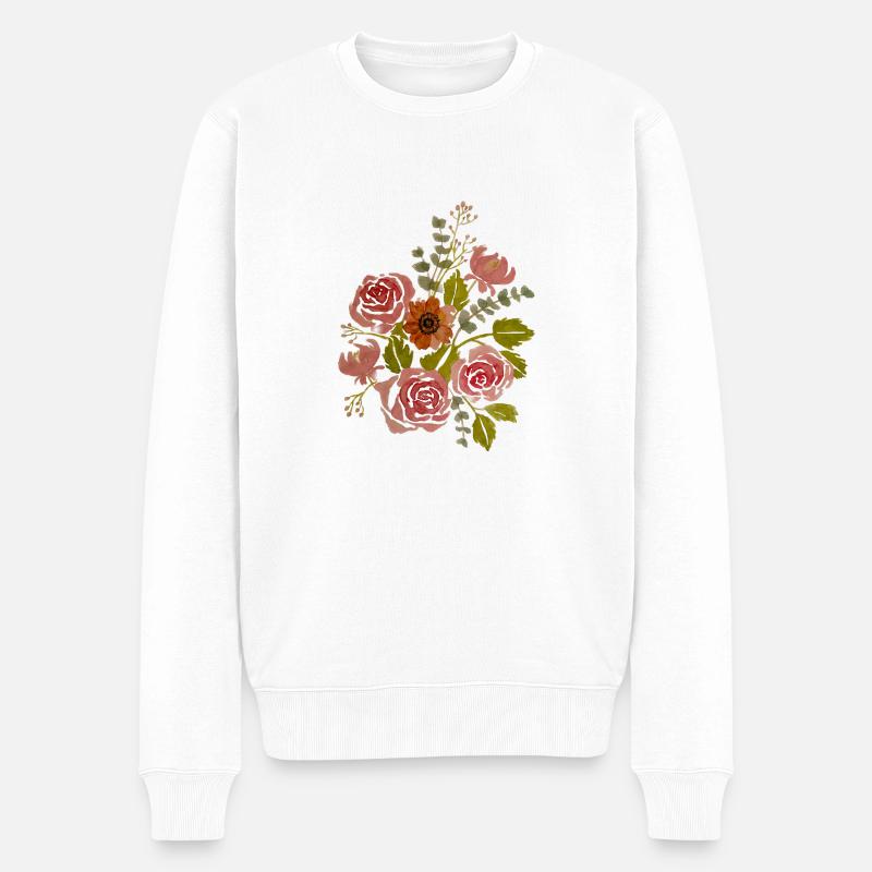 Blumenstrauß - Männer Premium Bio Pullover - Weiß
