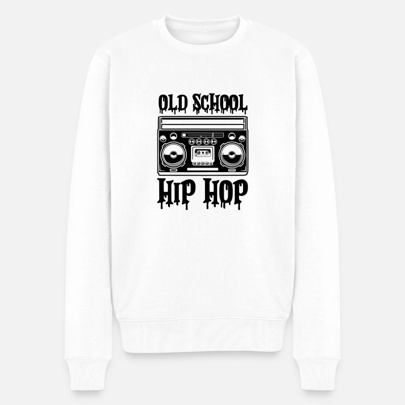 Ghettoblaster Hip Hop à l’ancienne - Pull Premium bio Homme - blanc