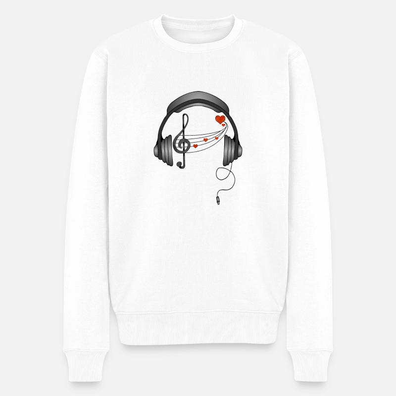Kopfhörer - Männer Premium Bio Pullover - Weiß
