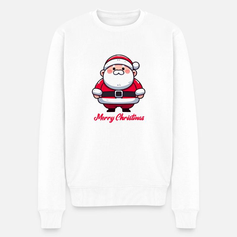 Weihnachtsmann Cartoon - Männer Premium Bio Pullover - Weiß