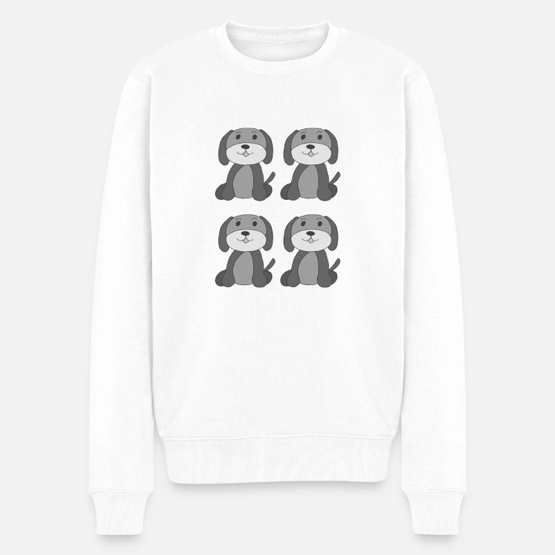 Chiens 4x Niveaux de gris - Pull Premium bio Homme - blanc