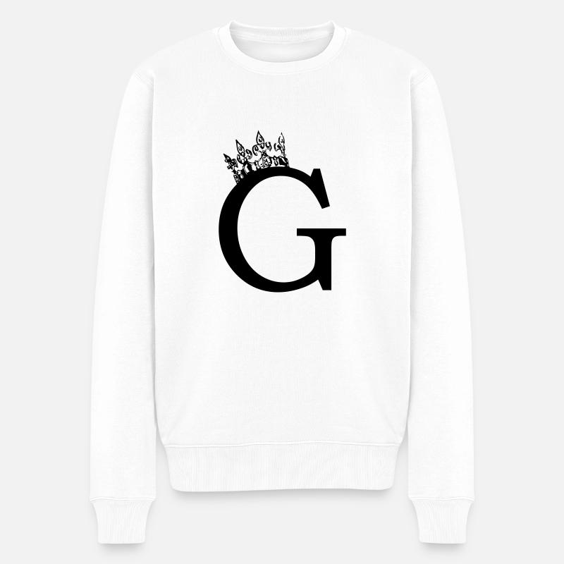 couronne G - Pull Premium bio Homme - blanc
