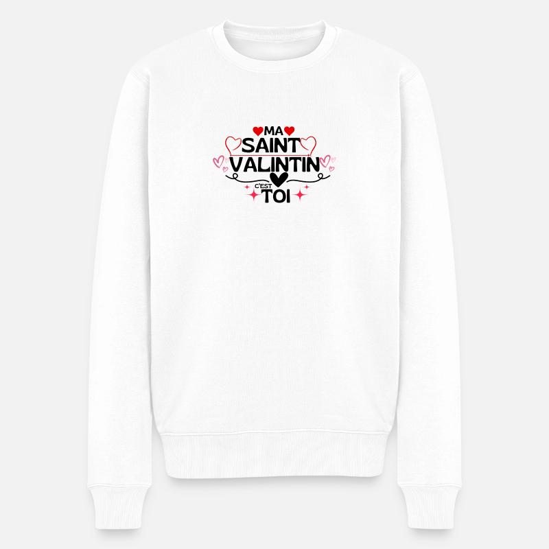 Mein Valentinstag bist du! - Männer Premium Bio Pullover - Weiß