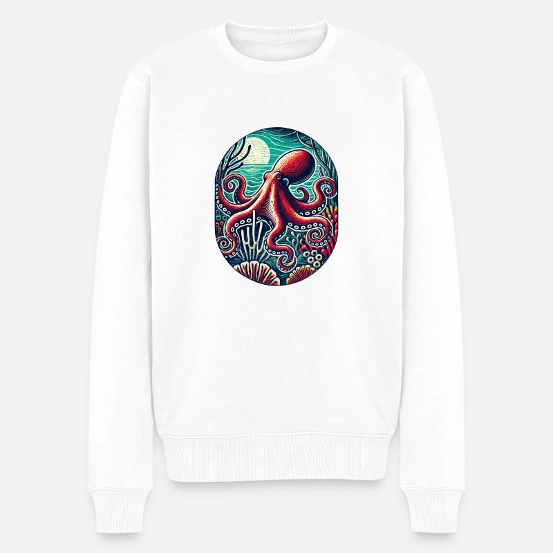 Krake - Männer Premium Bio Pullover - Weiß