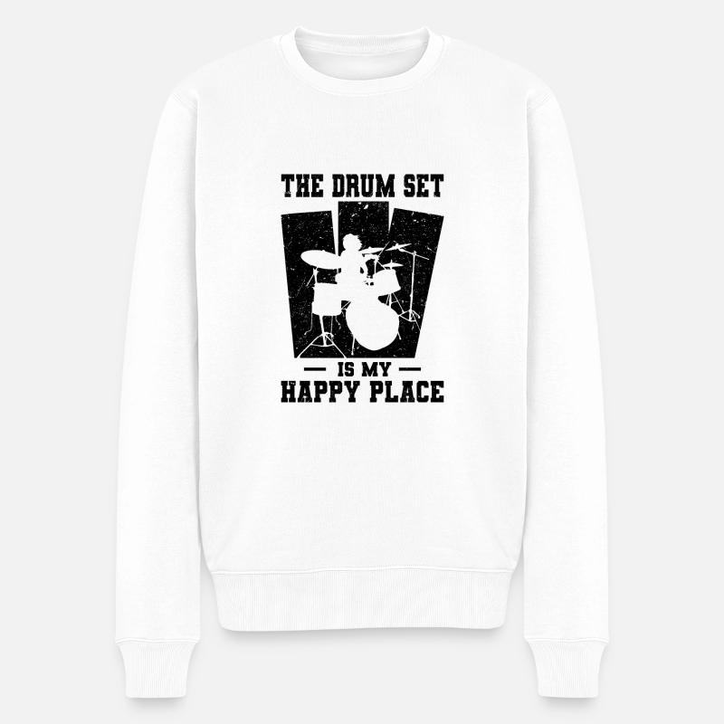 Schlagzeuger - Männer Premium Bio Pullover - Weiß