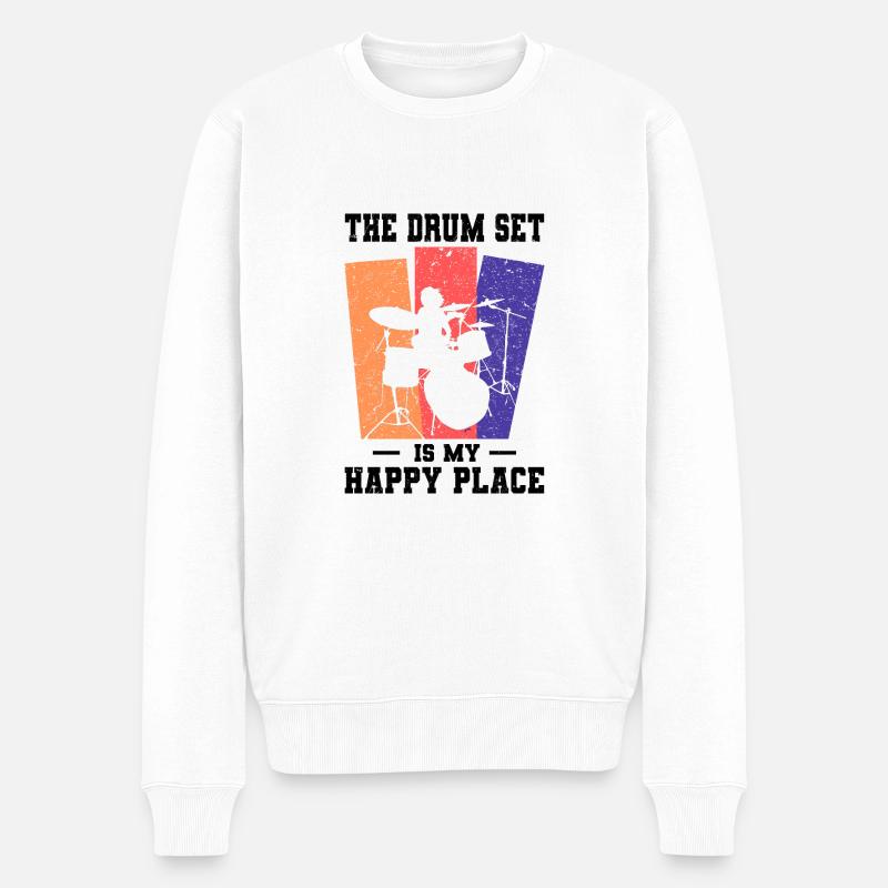 Schlagzeug - Männer Premium Bio Pullover - Weiß