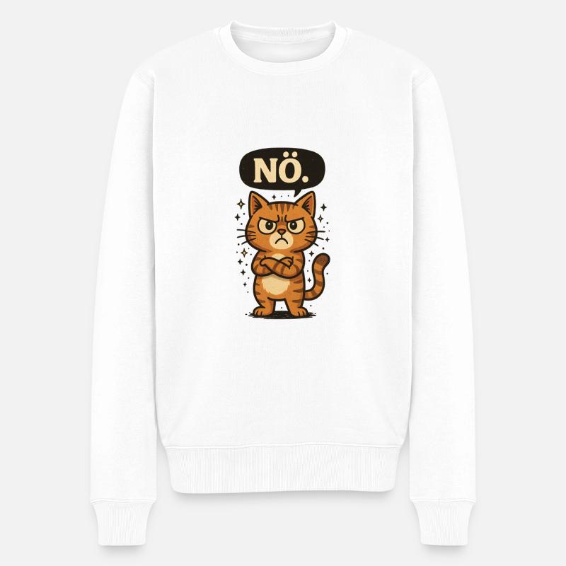 Statement Nö Katze Nein Spruch - Männer Premium Bio Pullover - Weiß