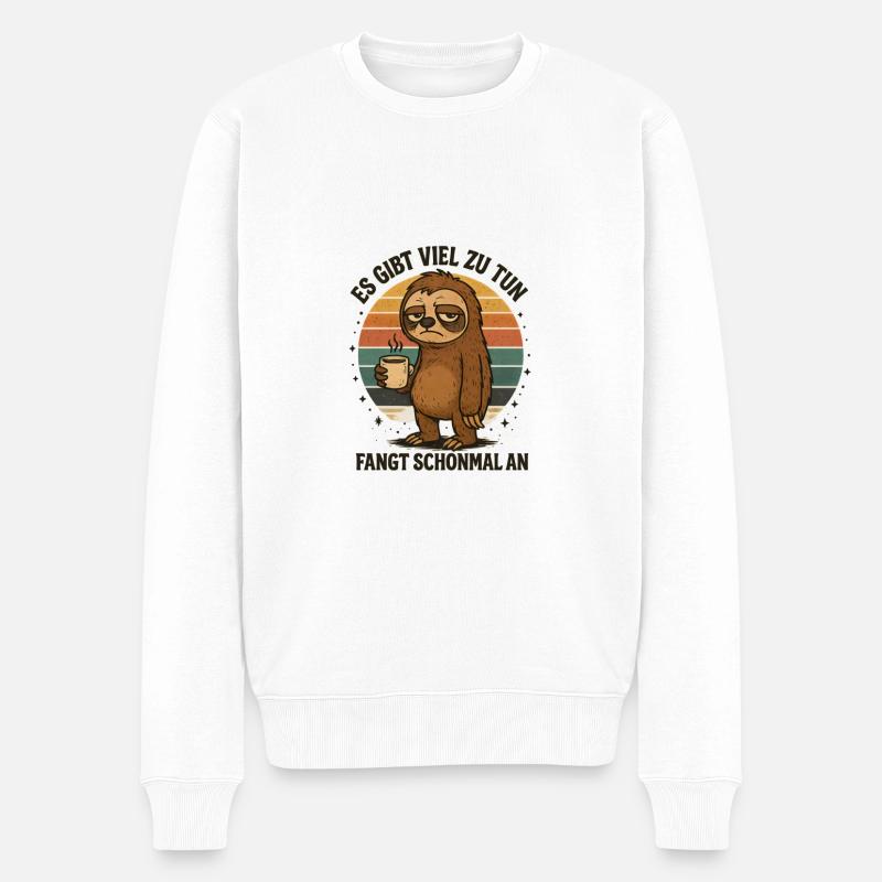 Faultier es gibt viel zu tun Arbeit Beruf - Männer Premium Bio Pullover - Weiß