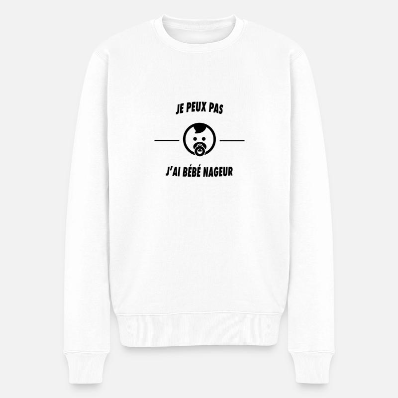 Je peux pas j'ai bébé nageur - Pull Premium bio Homme - blanc