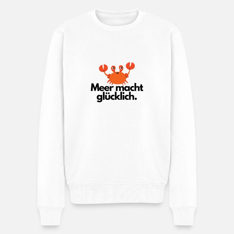 Meer macht glücklich - Männer Premium Bio Pullover - Weiß
